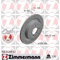 Тормозной диск ZIMMERMANN QO 1OHLP Mini 150348952