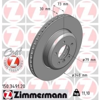 Тормозной диск ZIMMERMANN 150349120 Bmw Z4 (E89) 2 Кабриолет 3.0 sDrive 35 is 340 л.с. 2010 – 2025 E Y7IV