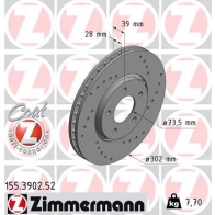 Тормозной диск ZIMMERMANN VH 86E 904606 155390252
