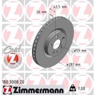 Тормозной диск ZIMMERMANN 4K 20AS 904622 180.3008.20