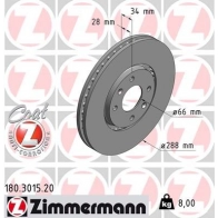 Тормозной диск ZIMMERMANN 180301520 T4PBO 43 904630
