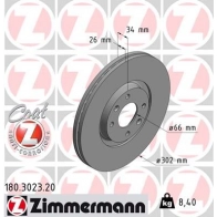 Тормозной диск ZIMMERMANN 180302320 904641 AS C6N