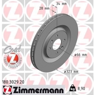 Тормозной диск ZIMMERMANN 904649 180302920 ISF U4F2