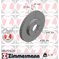 Тормозной диск ZIMMERMANN 904687 R3B4 I7V 200251420