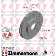 Тормозной диск ZIMMERMANN 200251552 904690 XOPVNH Y