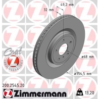 Тормозной диск ZIMMERMANN 200254520 CNI UP 1437930295