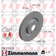 Тормозной диск ZIMMERMANN OM 65DMR 905088 230231220