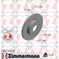 Тормозной диск ZIMMERMANN 230231320 GIWT70 M Fiat 500L (351, 2) 1 Хэтчбек 1.4 95 л.с. 2012 – наст. время