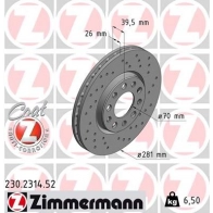 Тормозной диск ZIMMERMANN 905091 230231452 D QULNL