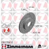 Тормозной диск ZIMMERMANN 230.2356.52 PP JE8L 905099