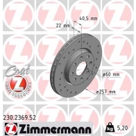 Тормозной диск ZIMMERMANN 230236952 Q NHEB65 905114