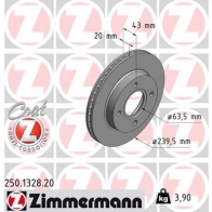 Тормозной диск ZIMMERMANN 250132820 9D8J3 2 905776