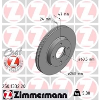 Тормозной диск ZIMMERMANN KEUEY CQ 250133220 905778