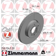 Тормозной диск ZIMMERMANN 250134720 2Y0 EPOW Seat Alhambra (7M) 1 1996 – 2010