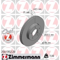 Тормозной диск ZIMMERMANN 905809 UPKV G 250135220