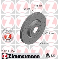 Тормозной диск ZIMMERMANN Ford C-Max 2 (CB7, CEU) Гранд Минивэн 1.5 EcoBoost 182 л.с. 2015 – наст. время ZGVN O 250.1353.52