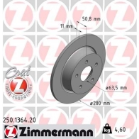 Тормозной диск ZIMMERMANN Ford Tourneo Connect 2 (C307) Универсал 1.5 TDCi 75 л.с. 2015 – наст. время 250136420 3 DZ1YV