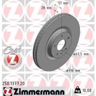 Тормозной диск ZIMMERMANN 250137720 1211187161 B5M 5E