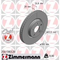 Тормозной диск ZIMMERMANN 250138320 9RII8 P6 Ford S-Max 2 (CDR, CJ) Минивэн 2.0 TDCi 4x4 150 л.с. 2015 – 2018
