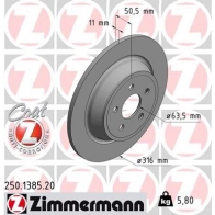 Тормозной диск ZIMMERMANN 905851 9 TZDK 250.1385.20