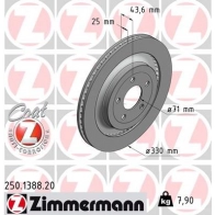 Тормозной диск ZIMMERMANN 250138820 6WGEO A Ford Mustang 6 (CZG, S550) Купе 2.3 EcoBoost 314 л.с. 2015 – 2020