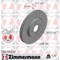 Тормозной диск ZIMMERMANN GS MLST 250139320 Ford Focus 1 Хэтчбек 2.0 ST170 173 л.с. 2002 – 2004