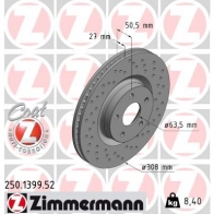 Тормозной диск ZIMMERMANN 1440004136 250139952 U4EMV V
