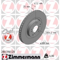 Тормозной диск ZIMMERMANN 906042 YH7 Z4W 280316120