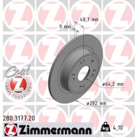 Тормозной диск ZIMMERMANN 906064 280317720 Q HSXKV
