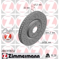 Тормозной диск ZIMMERMANN 906066 280317852 5 4E9EF0