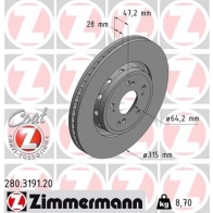 Тормозной диск ZIMMERMANN 1425045852 SKH UNO 280319120