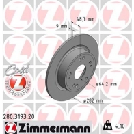 Тормозной диск ZIMMERMANN 1425045854 JY 5XT 280319320