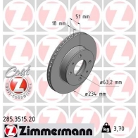 Тормозной диск ZIMMERMANN 906121 285351520 Z DKBG