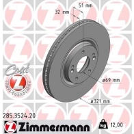 Тормозной диск ZIMMERMANN 906134 285352420 6KG1 X