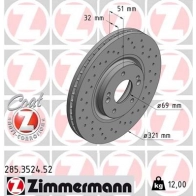 Тормозной диск ZIMMERMANN 906135 285352452 T53 FQ