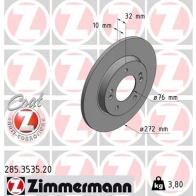 Тормозной диск ZIMMERMANN 285353520 GYI Q7 Hyundai i30 (PDE, PD) 3 Хэтчбек 1.6t CRDi 136 л.с. 2016 – наст. время