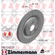 Тормозной диск ZIMMERMANN 290226520 906162 3IG 1F
