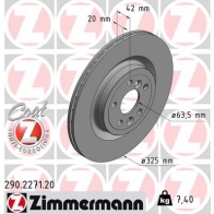 Тормозной диск ZIMMERMANN 290227120 Jaguar XF (X260) 2 Седан 2.0 D 241 л.с. 2017 – наст. время KER SQF