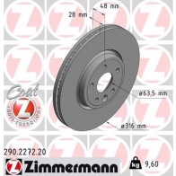 Тормозной диск ZIMMERMANN AVO10Z M 290227220 906166