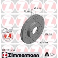 Тормозной диск ZIMMERMANN 370307652 6RFIG9 T 906273