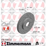Тормозной диск ZIMMERMANN 370308152 BY H8R 906281