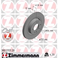Тормозной диск ZIMMERMANN 380211720 1211191345 D 1TEF