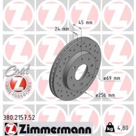 Тормозной диск ZIMMERMANN 380.2157.52 6JS VM 906313