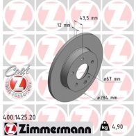 Тормозной диск ZIMMERMANN 906395 LY O96 400.1425.20