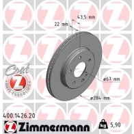 Тормозной диск ZIMMERMANN 906397 400142620 ZZ4 LY
