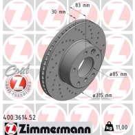 Тормозной диск ZIMMERMANN K2HY MO 906484 400361452