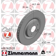 Тормозной диск ZIMMERMANN Mercedes CLK (C209) 2 Купе 5.0 500 (2075) 306 л.с. 2002 – 2009 O5 GCJ 400362920