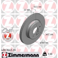 Тормозной диск ZIMMERMANN 9CEZQ7 7 Chrysler Crossfire 1 (ZH) 2003 – 2008 400364520