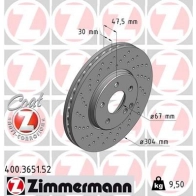Тормозной диск ZIMMERMANN O3PJP 8U Mercedes E-Class (S211) 3 Универсал 3.2 E 320 T 4 matic (2182) 224 л.с. 2003 – 2009 400365152