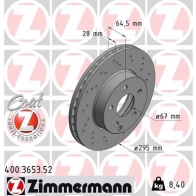 Тормозной диск ZIMMERMANN 906537 400.3653.52 M Q4HP
